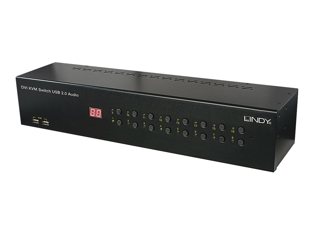 Lindy KVM Switch Pro USB 2.0 Audio DVI-I - KVM-/Audio-/USB-Switch - 16 x KVM/Audio/USB - 1 lokaler Benutzer - Desktop, an Rack montierbar