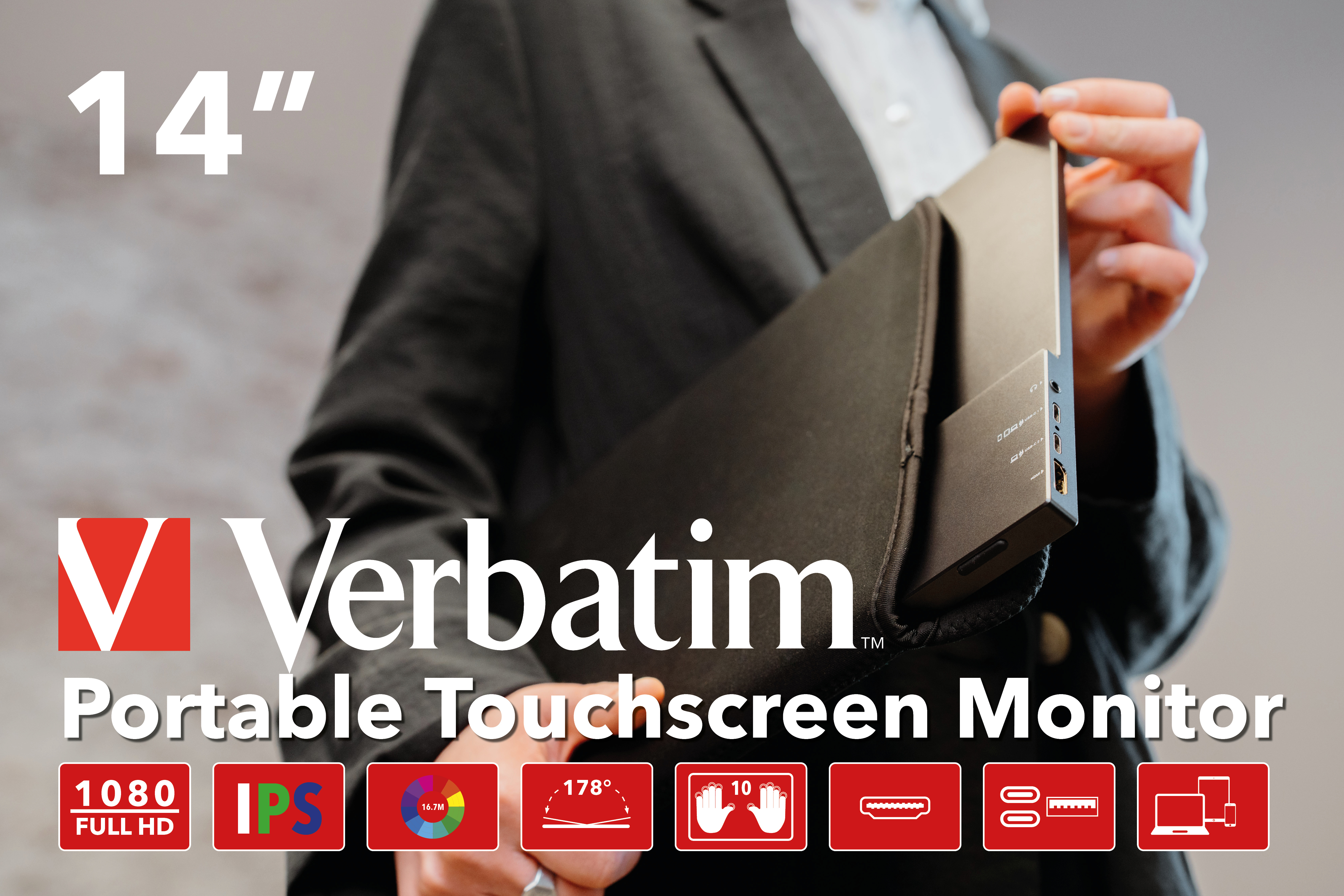 Verbatim PMT-14 - LED-Monitor - 35.6 cm (14), Ansicht 2