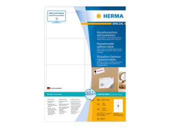 HERMA Special - Papier - matt - selbstklebend neu positionierbar - weiß - 99.1 x 67.7 mm 800 Etikett(en) (100 Bogen x 8)