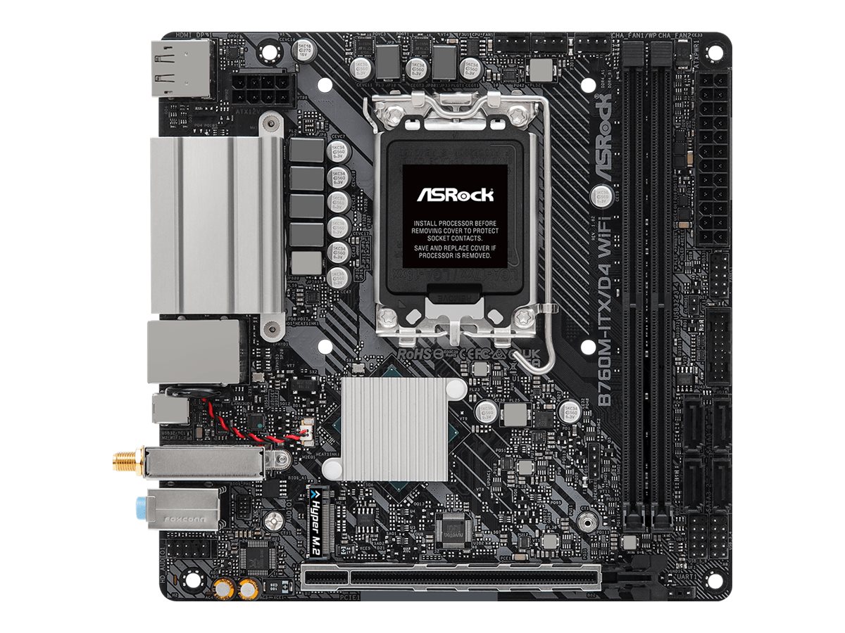 ASRock B760M-ITX/D4 WiFi - Motherboard - Mini-ITX - LGA1700-Sockel - B760 Chipsatz - USB 3.2 Gen 1, USB-C 3.2 Gen 2x2 - 