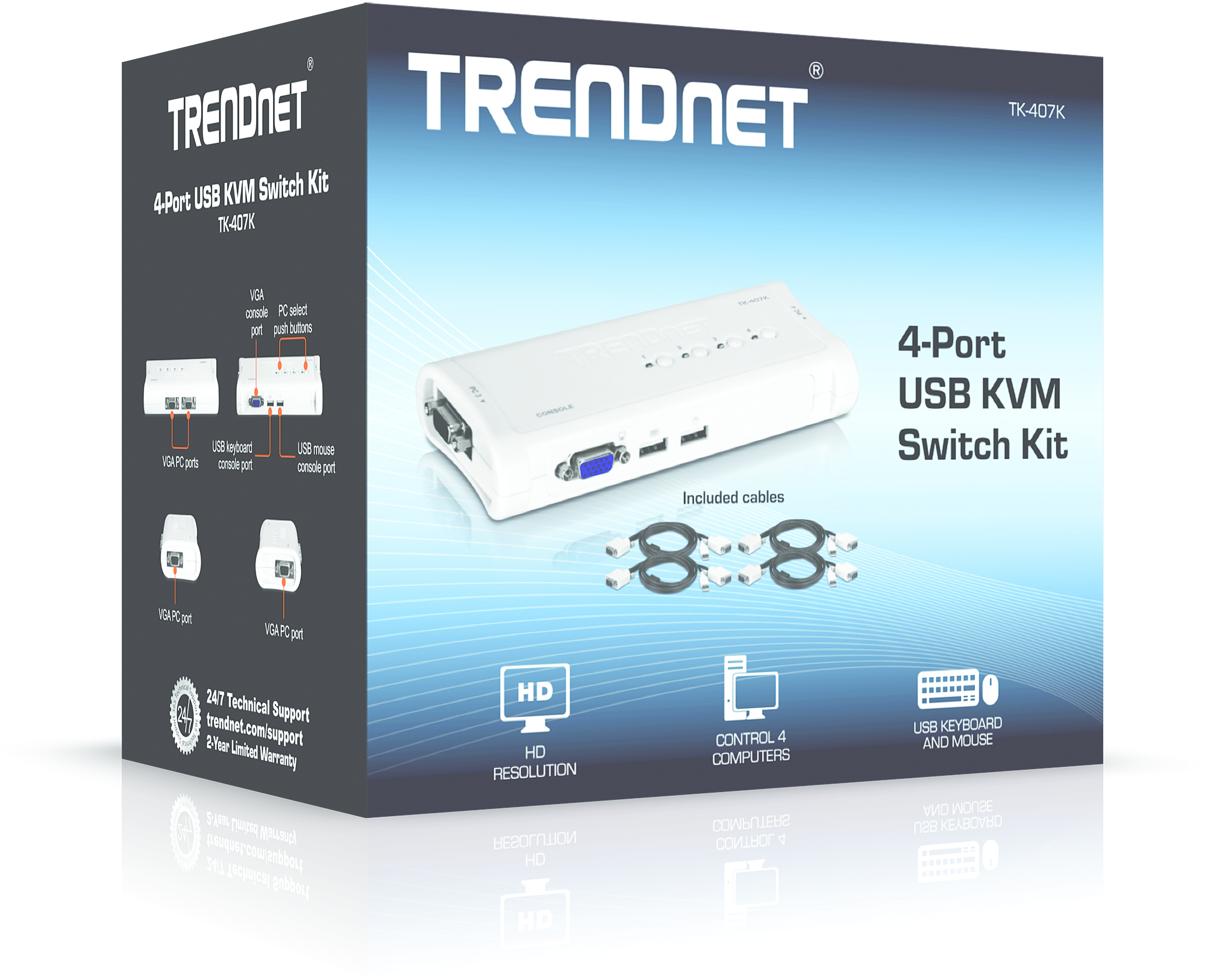 TRENDnet TK 407K - KVM-Switch - 4 x KVM port(s), Ansicht 2