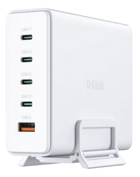D-Link DCF-241 - Netzteil - GaN + AC-Netzteil - 240 Watt - 5 A - Power Delivery 3.1, QC 4.0 - 4 x USB-C, USB Typ A, Ansicht 3