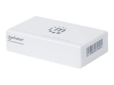 Manhattan 5-Port Fast Ethernet Switch Kunststoffgehaeuse verbindet 5 Netzwerkgeraete bei 10 oder 100 Mbits Plug and Play-Installatio