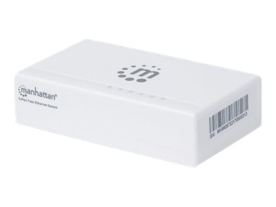 Manhattan 5-Port Fast Ethernet Switch, Plastic, Three Year Warranty, Box - Switch - unmanaged - 5 x 10/100 - Desktop