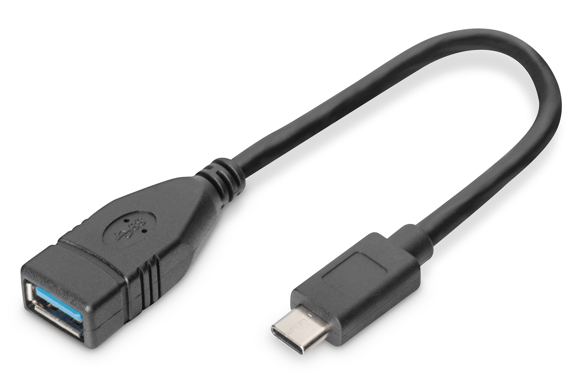 DIGITUS USB Type-C Adapter / Konverter, OTG, Type-C auf A, 0,15 m, USB C, USB A, USB 3.2 Gen 1 (3.1 Gen 1), Männlich/Weiblich, Schwarz