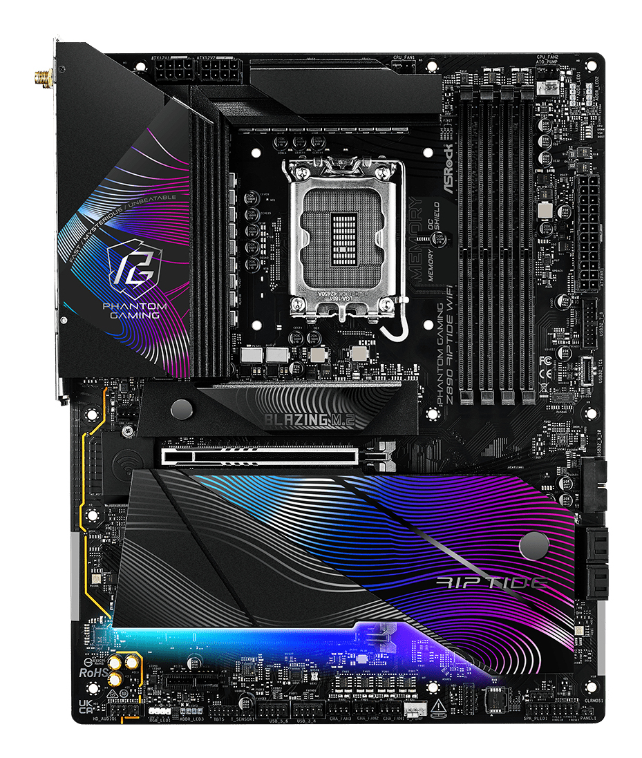 ASRock Phantom Gaming Z890 RIPTIDE WIFi - Motherboard - ATX - LGA1851-Sockel - Z890 Chipsatz - USB4, USB 3.2 Gen 2, Ansicht 3