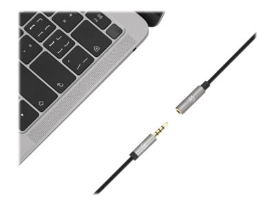 Manhattan Stereo Audio 3.5mm Extension Cable, 1m, Male/Female, Slim Design, Black/Silver, Premium with 24 karat gold plated contacts and pure oxygen-free copper (OFC)