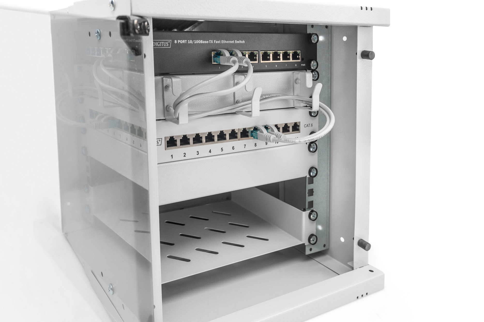 DIGITUS 25.4cm 10Zoll 6U wall mounting cabinet SOHO PRO 325 x 315 300mm grey - Wandgehäuse, Ansicht 3