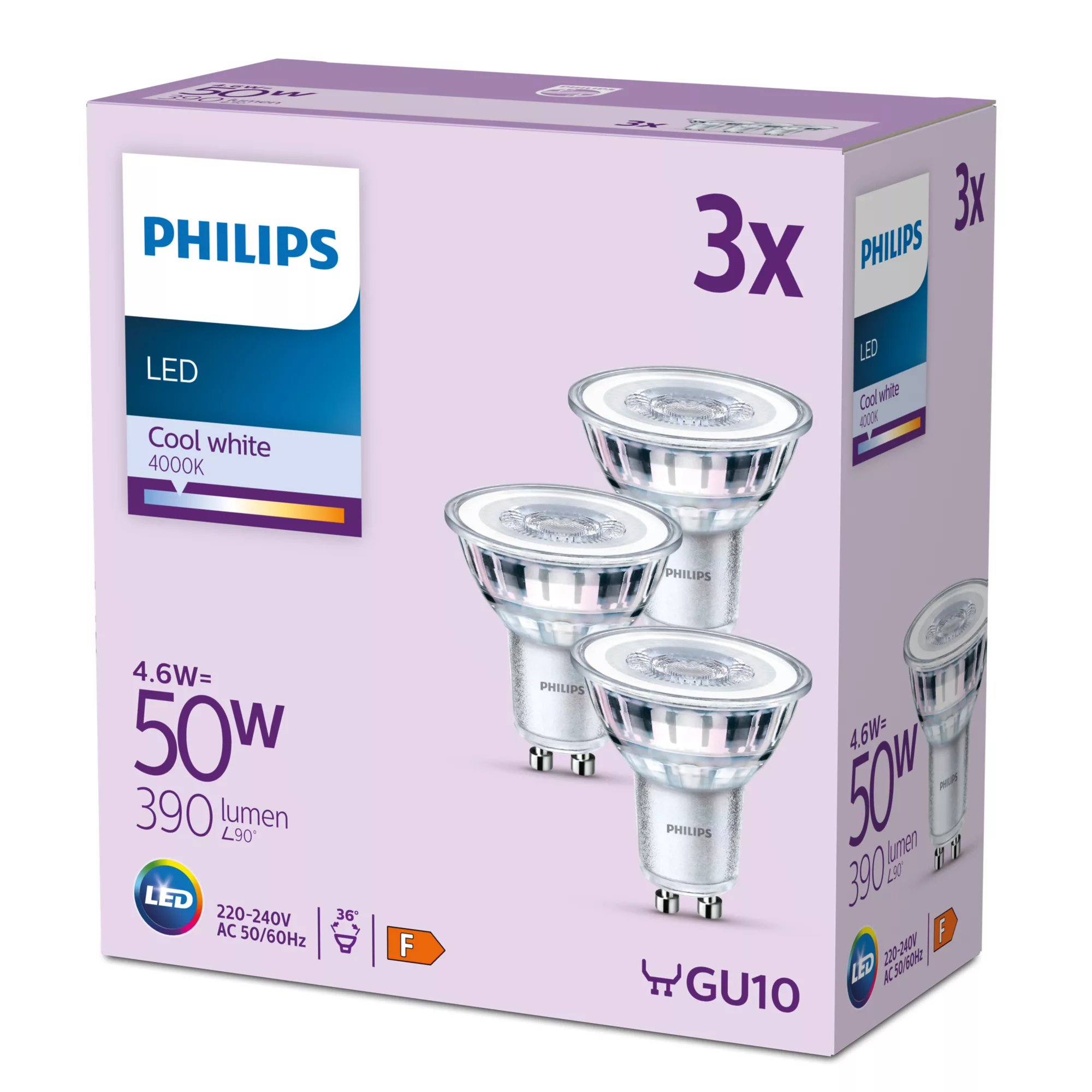 Philips LED Classic - LED-Spot-Glühbirne - klar Finish - GU10 - 4.6 W (Entsprechung 50 W), Ansicht 2
