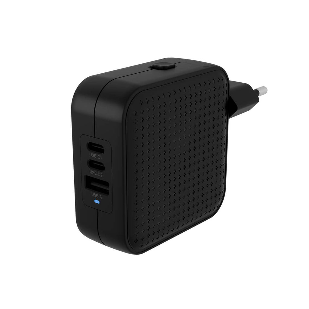 Targus HyperJuice - Netzteil - GaN - 70 Watt - Quick Charge 3.0, Power Delivery 3.0 + PPS - 3 Ausgabeanschlussstellen - Schwarz, Ansicht 2