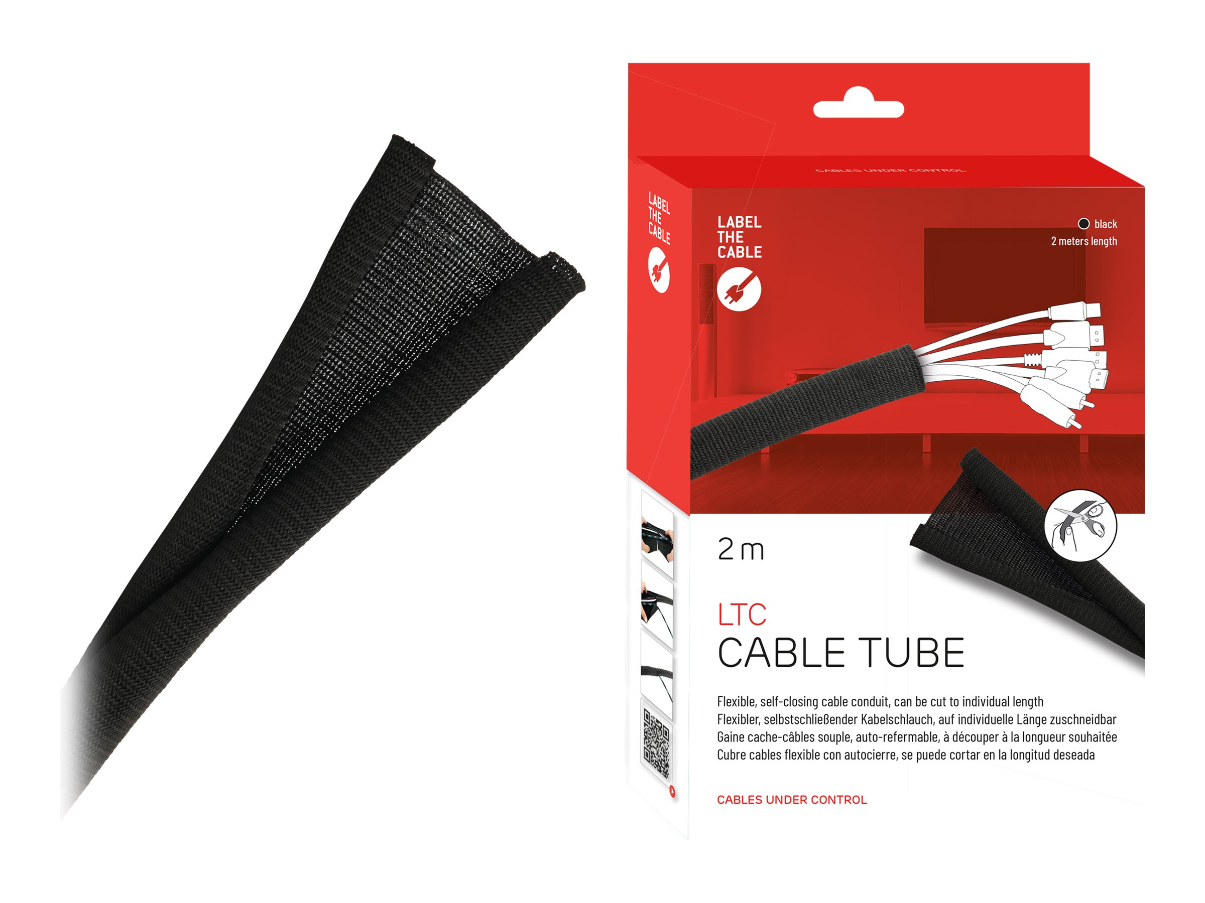 Label-the-cable LTC CABLE TUBE - Kabelschlauch - 2 m - Schwarz