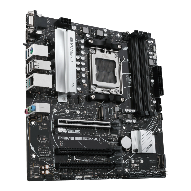 ASUS PRIME B650M-A II-CSM - Motherboard - micro ATX - Socket AM5 - AMD B650 Chipsatz - USB 3.2 Gen 1, USB 3.2 Gen 2, Ansicht 3