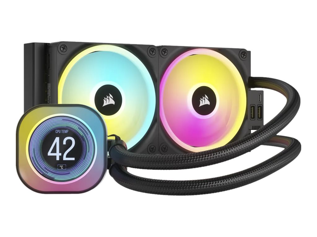 Corsair iCUE Link LCD H100i RGB - Prozessor-Flüssigkeitskühlsystem - Kühlergröße: 240 mm - (für: LGA1156, LGA1155, LGA1150, LGA1151, AM4, LGA1200, LGA1700, AM5)