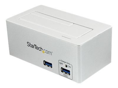 StarTech.com USB 3.0 auf SATA / SSD Festplatten Dockingstation mit integriertem USB Schnelllade-Hub und UASP-Unterstützung für SATA 6 GB/s - Speicher-Controller - 2.5", 3.5" (6.4 cm, 8.9 cm) - SATA 6Gb/s - USB 3.0 - Weiß & Silber