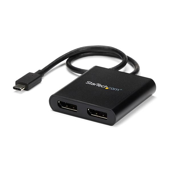 StarTech.com USB-C auf Dual DisplayPort 1.2 Adapter, USB-C Multi-Monitor MST Hub, Dual 4K 30Hz/1080p 60Hz DP Laptop Display Extender / Splitter, extra langes integriertes Kabel - nur Windows, USB Typ-C, DisplayPorts ausgang, 3840 x 2160 Pixel