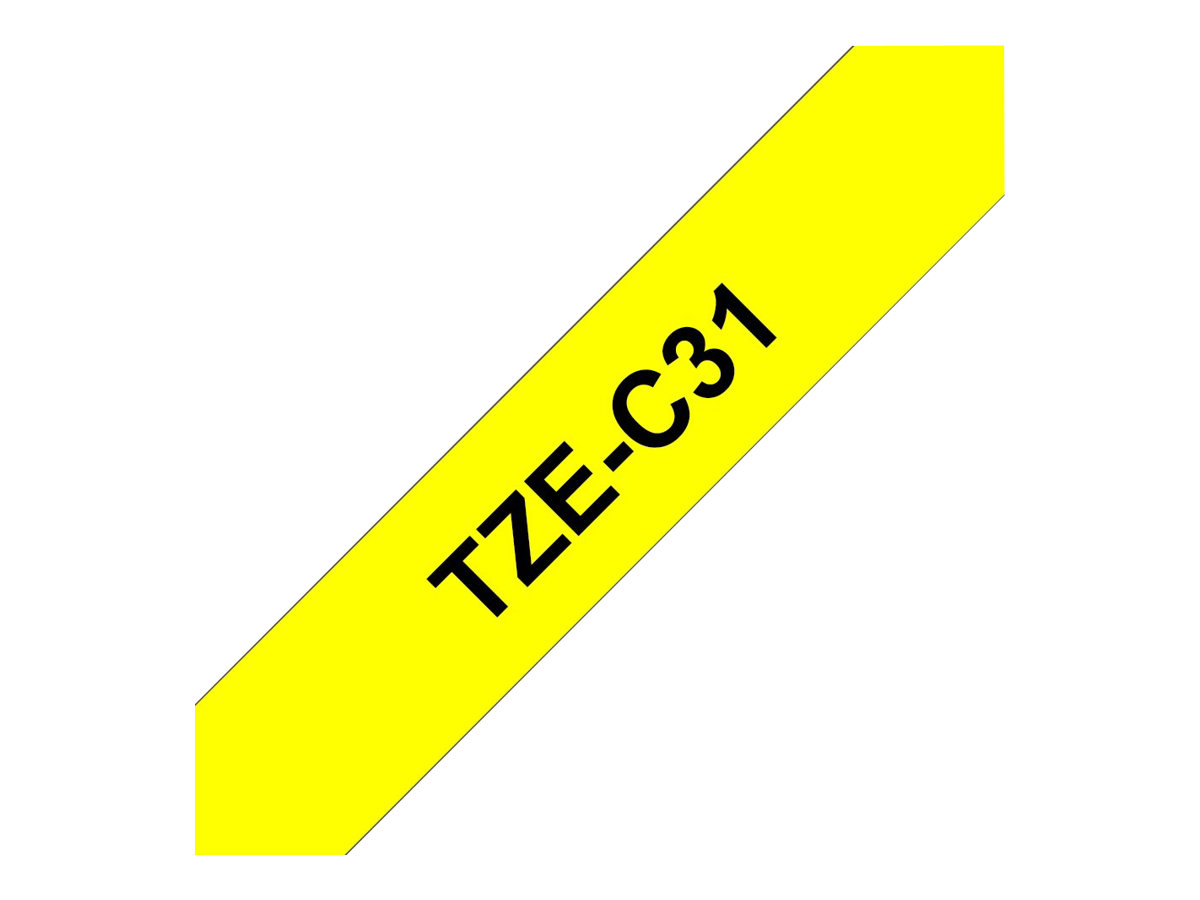 Brother TZe-C31 - Schwarz auf Neongelb - Rolle (1,2 cm x 5 m), Ansicht 3