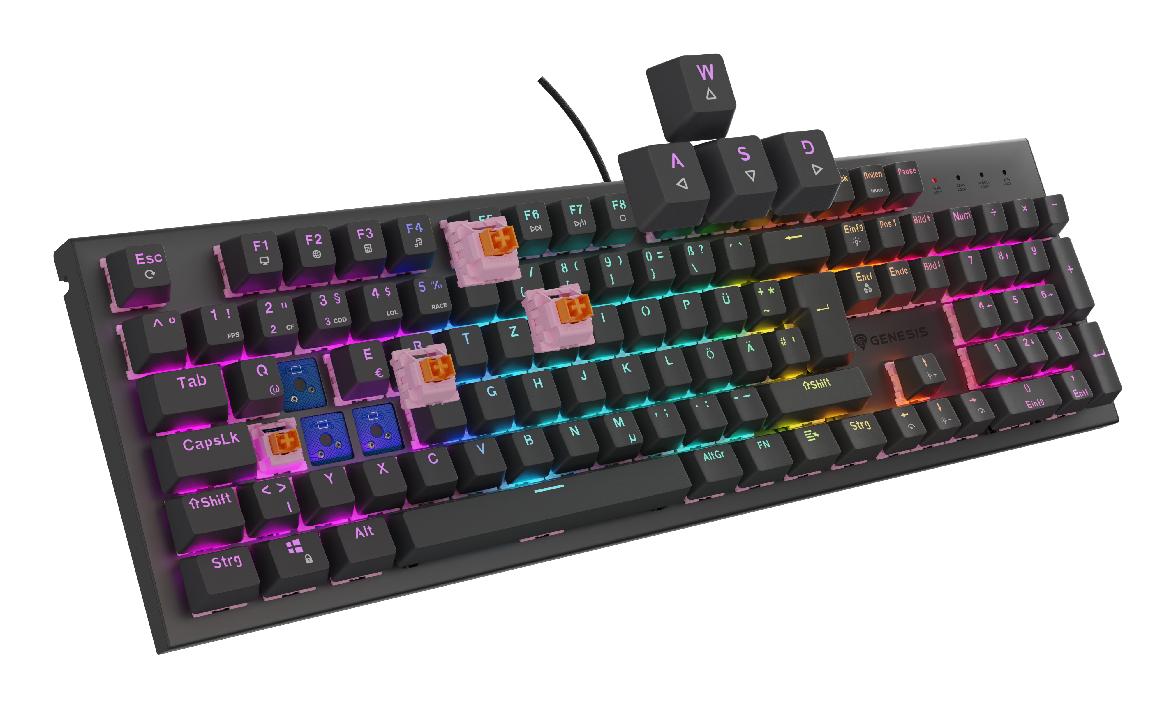 natec Gaming Tastatur Thor 303 silent kabelgeb. - Tastatur - TL: Deutsch, QWERTZ, Ansicht 3