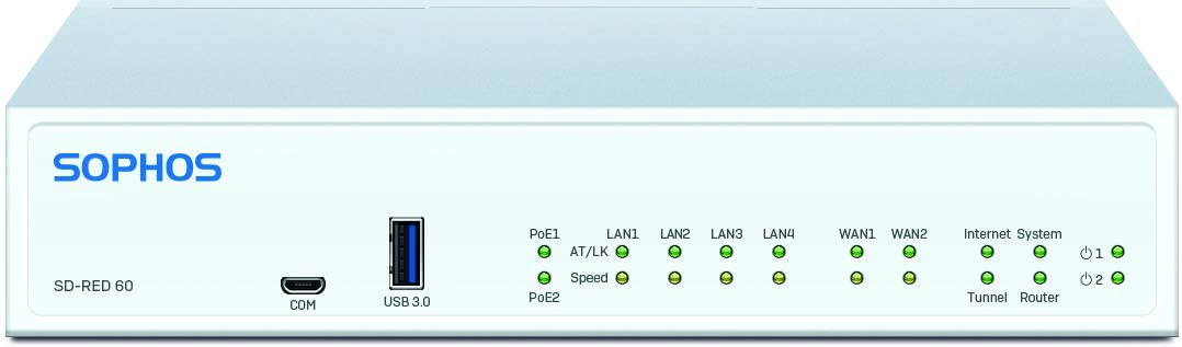 Sophos SD-RED 60, 850 Mbit/s, IEEE 802.3, IEEE 802.3ab, IEEE 802.3af, IEEE 802.3u, 10,100,1000 Mbit/s, 256-bit AES, Kabelgebunden, 30 W