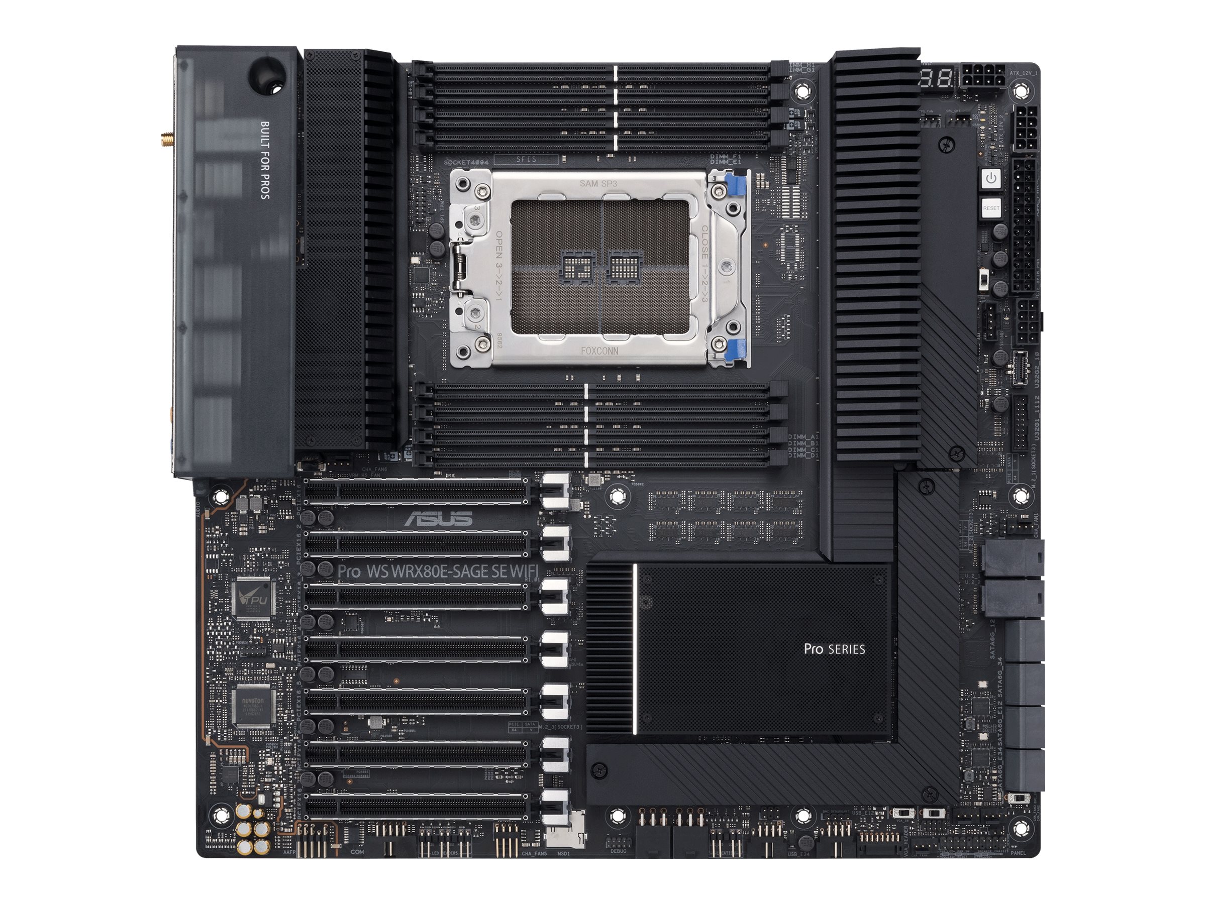 ASUS Pro WS WRX80E-SAGE SE WIFI - Motherboard - E-ATX - Socket sWRX8 - AMD WRX80 Chipsatz - USB-C Gen 2x2, USB-C Gen2, USB 3.2 Gen 2, USB 3.2 Gen 1 - 2 x 10 Gigabit LAN, Wi-Fi 6, Bluetooth - HD Audio (8-Kanal)