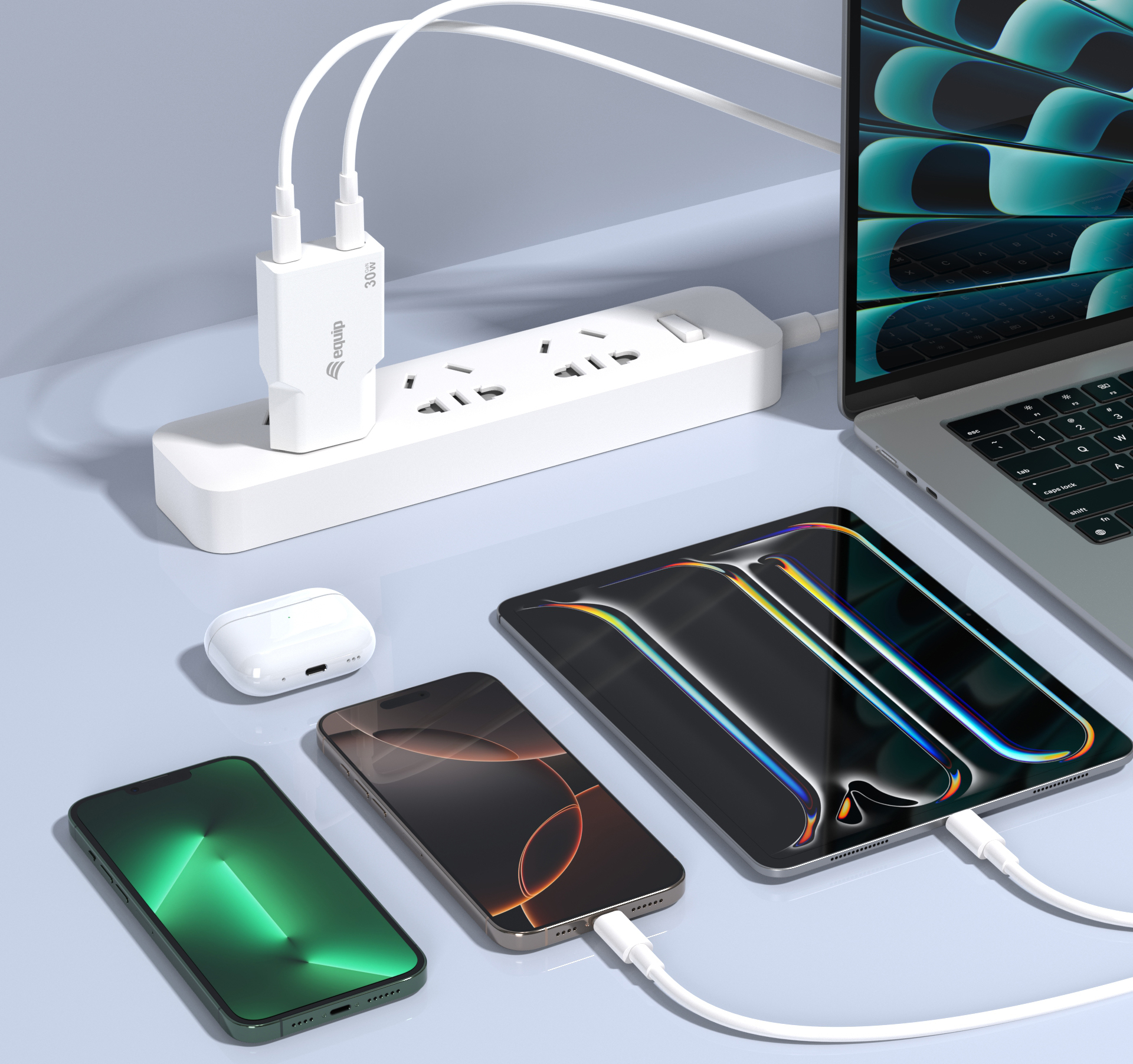 Equip Ladegerät 2Port USB-C PD3.0/USB-A GaN Slim 30W weiß, Ansicht 2