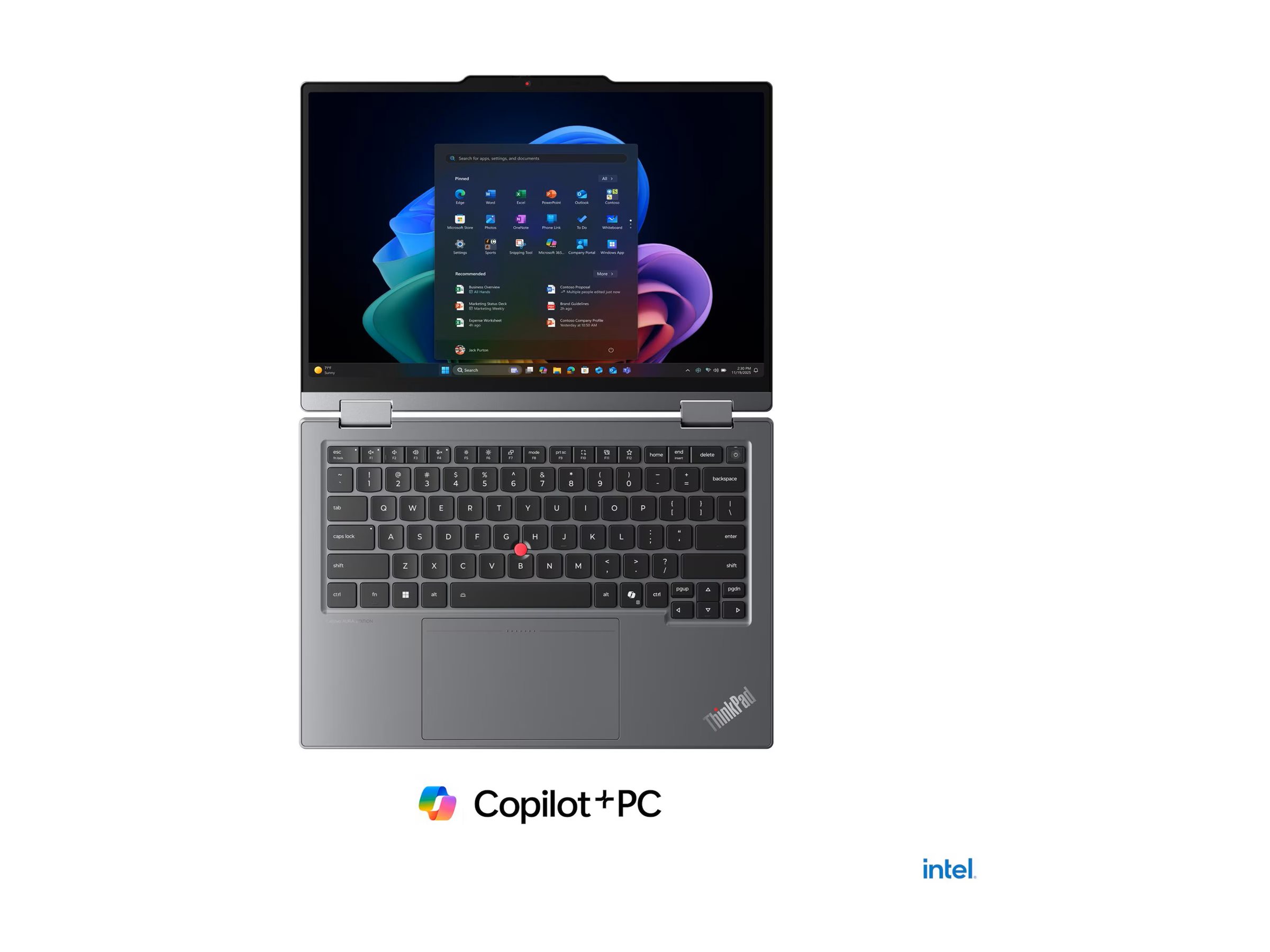 Lenovo ThinkPad X1 2-in-1 Gen 11 21V9 - Aura Edition - Flip-Design - Intel Core Ultra 7 355 / 2.3 GHz - Evo - Win 11 Pro - Intel Graphics - 32 GB RAM - 1 TB SSD TCG Opal Encryption 2, NVMe - 35.6 cm (14")