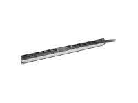 DIGITUS Steckdosenleiste mit Aluminiumprofil und Überlastschutz, 12-fach Schutzkontaktsteckdose, 2 x 2 m Zuleitung Schutzkontaktstecker