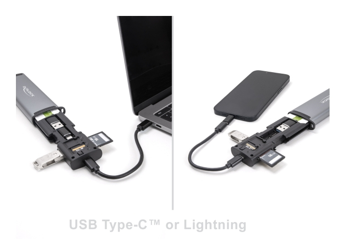 Delock USB 5 Gbps Kartenleser mit SD und Micro Slot Aufbewahrungsfächern für, Ansicht 2