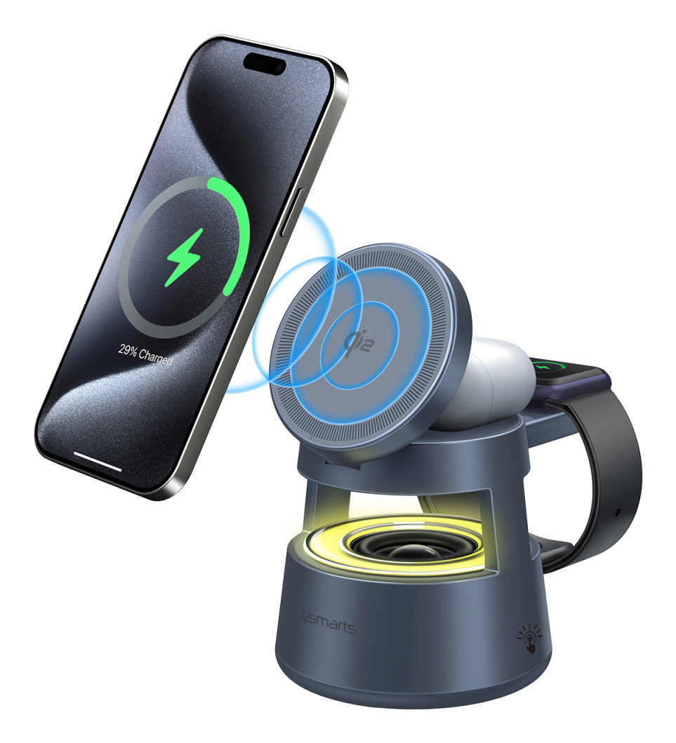 4smarts Qi2 Ladestation Aura Sound spacegrau, Ansicht 2