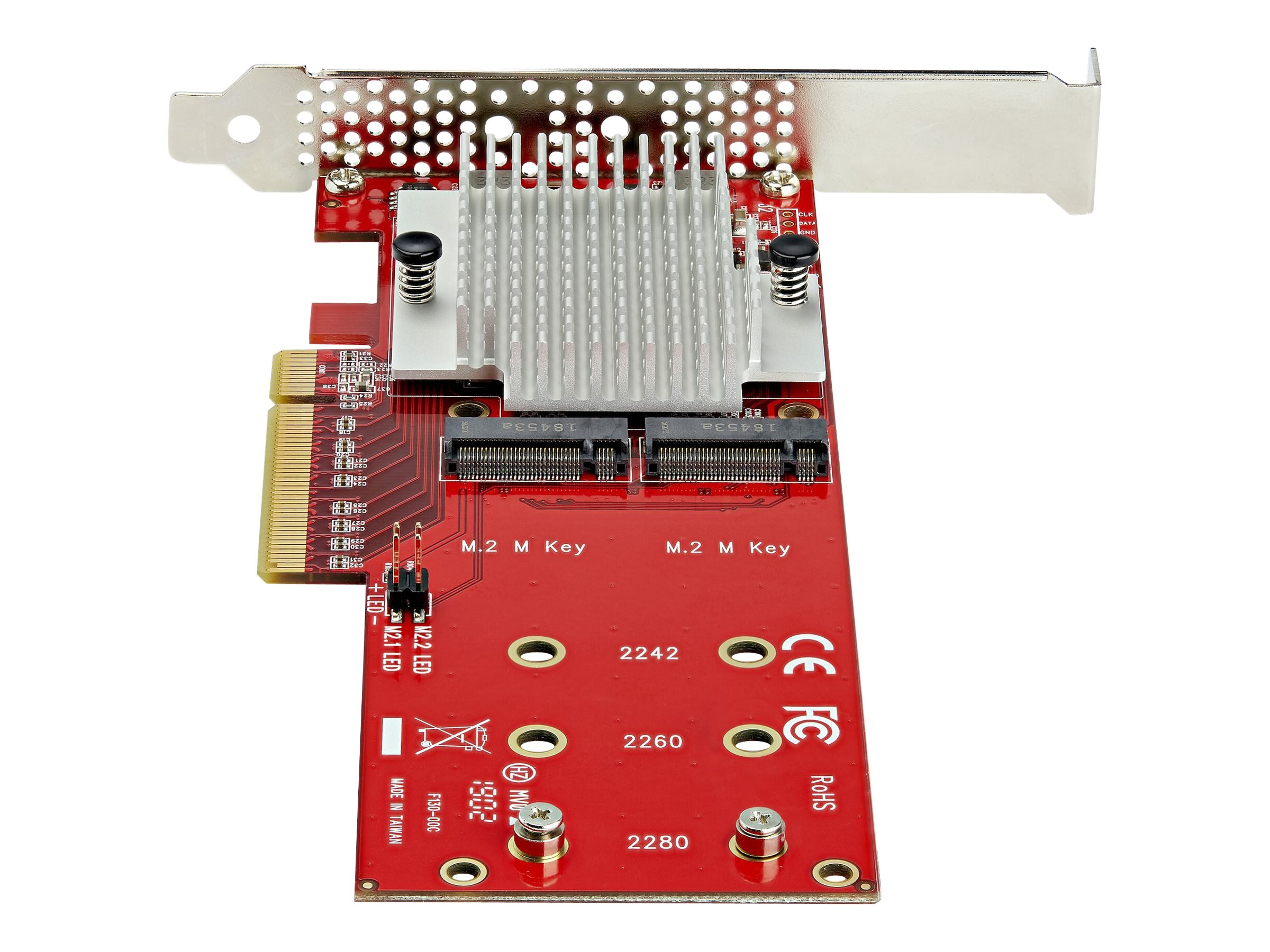 StarTech.com Dual M.2 PCIe SSD Adapter Karte - x8 / x16 Dual NVMe oder AHCI M.2 SSD zu PCI Express 3.0 - M.2 NGFF PCIe (M-Key) kompatibel - Unterstützt 2242, 2260, 2280 - JBOD - Mac & PC (PEX8M2E2)