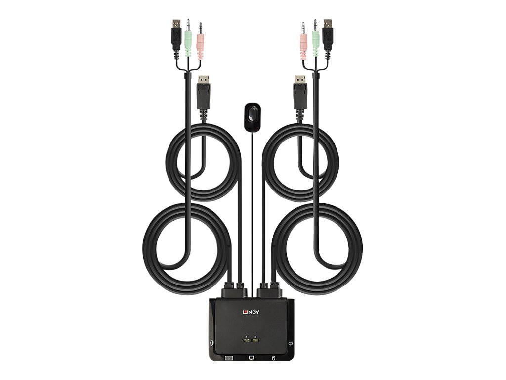 Lindy 2 Port DisplayPort 1.2 USB 2.0 & Audio Cable KVM Switch