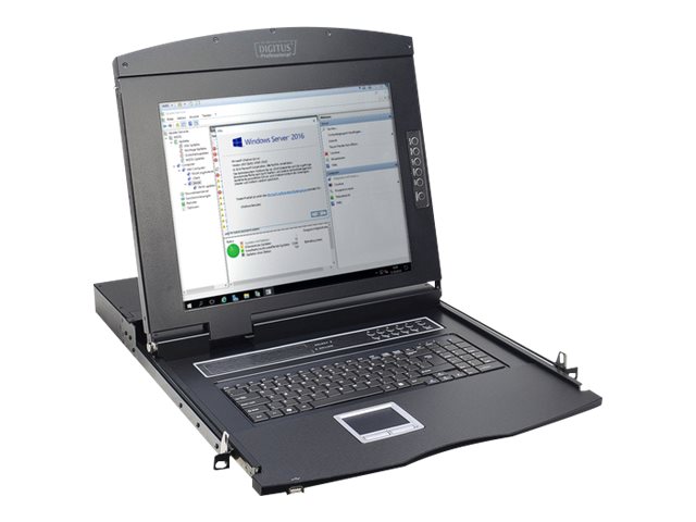 DIGITUS Modulare Konsole mit 17 TFT (432cm) 16-Port KVM & Touchpad UK-Tastatur
