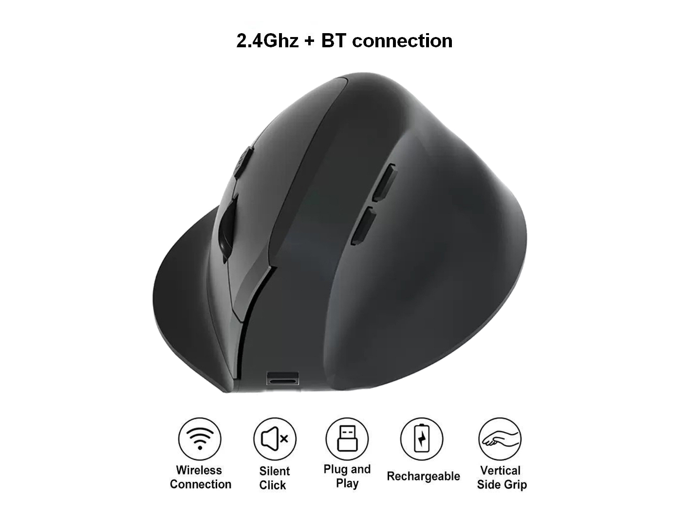 Equip Ergonomische Maus DM 2.4Ghz+BT 6Button Rechts schwarz, Ansicht 4