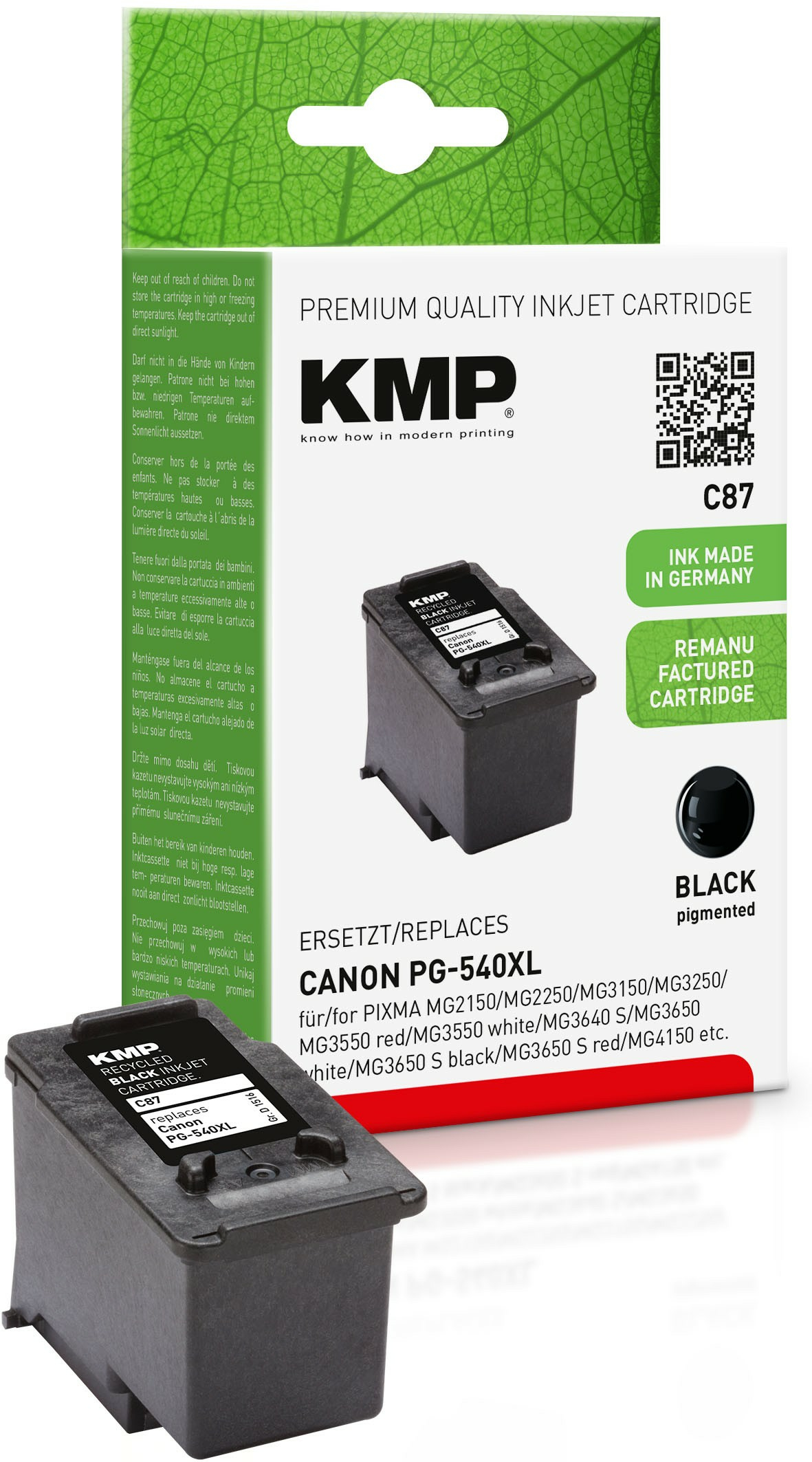 KMP C87 - 21 ml - Schwarz - kompatibel - Tintenpatrone (Alternative zu: Canon 5222B005, Canon PG-540XL), Ansicht 3