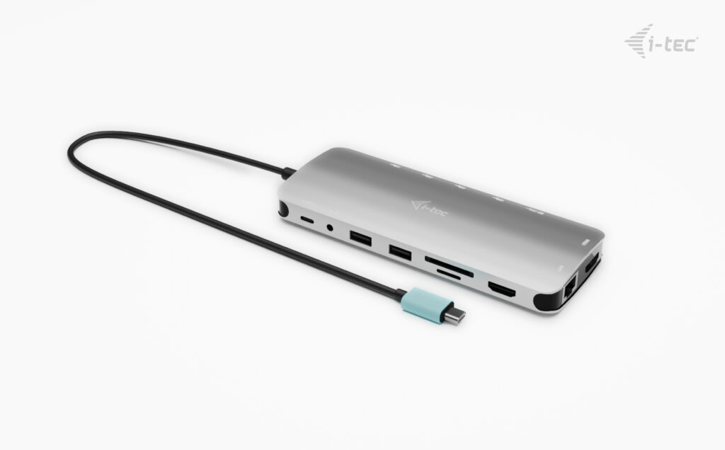 i-tec USB-C Metal NanoDock 2xHDMI 1xUSB-C Video 1xGLAN 1xAudio/Mic 1xSD/microSD 1xUSB 3.2, Ansicht 3