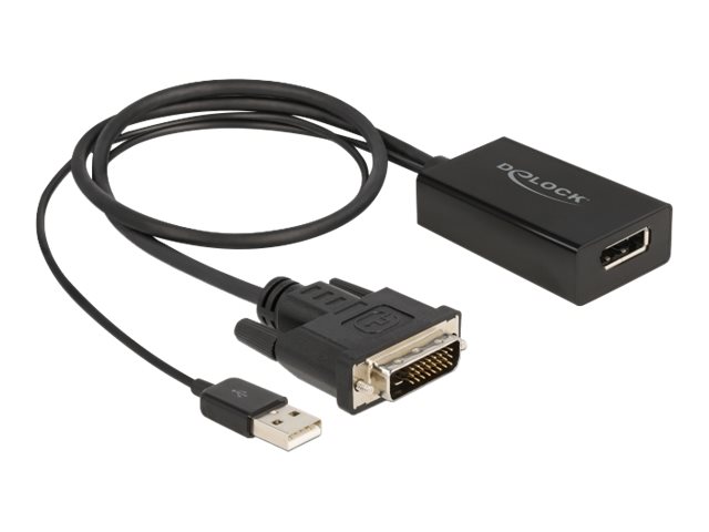 Delock Adapter DVI Stecker zu DisplayPort 1.2 Buchse schwarz 4K mit HDR Funktion 50 cm