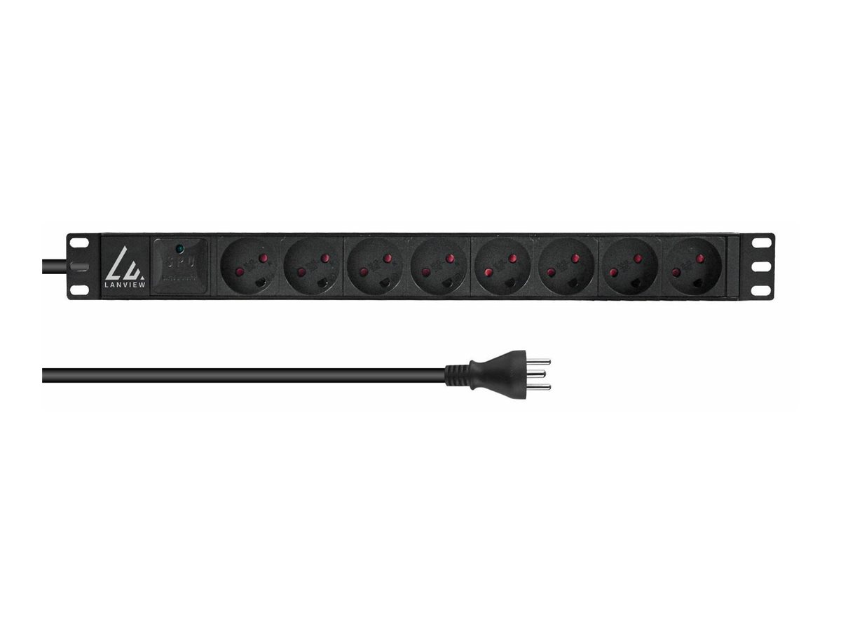 Lanview 19´` rack mount power strip 13A with 8 x type K, Ansicht 2