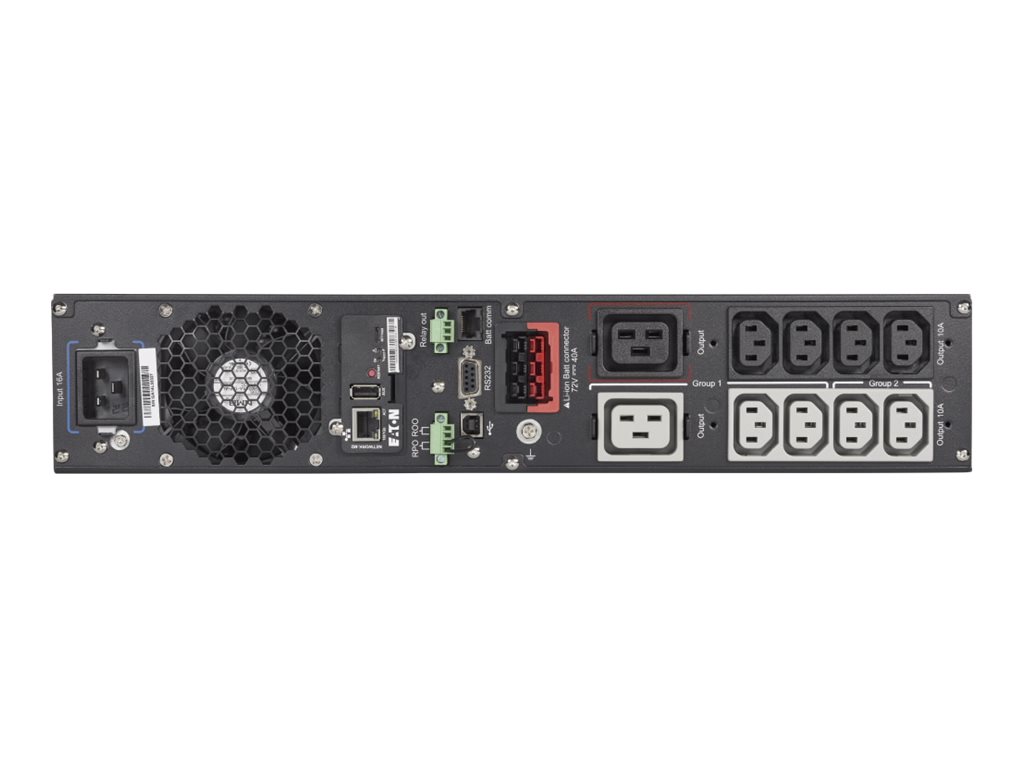 Eaton 9PX Lithium-ion - Netpack - USV (in Rack montierbar/extern) - Wechselstrom 200/208/220/230/240 V - 2400 Watt - 3000 VA - 1-phasig - Ethernet 10/100/1000, RS-232, USB - Ausgangsanschlüsse: 10 - 2U - 48.3 cm (19")