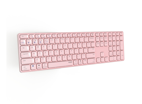 Rapoo E9800M - Kabellos - RF Wireless + Bluetooth - Pink - TL: Deutsch, QWERTZ, Ansicht 2
