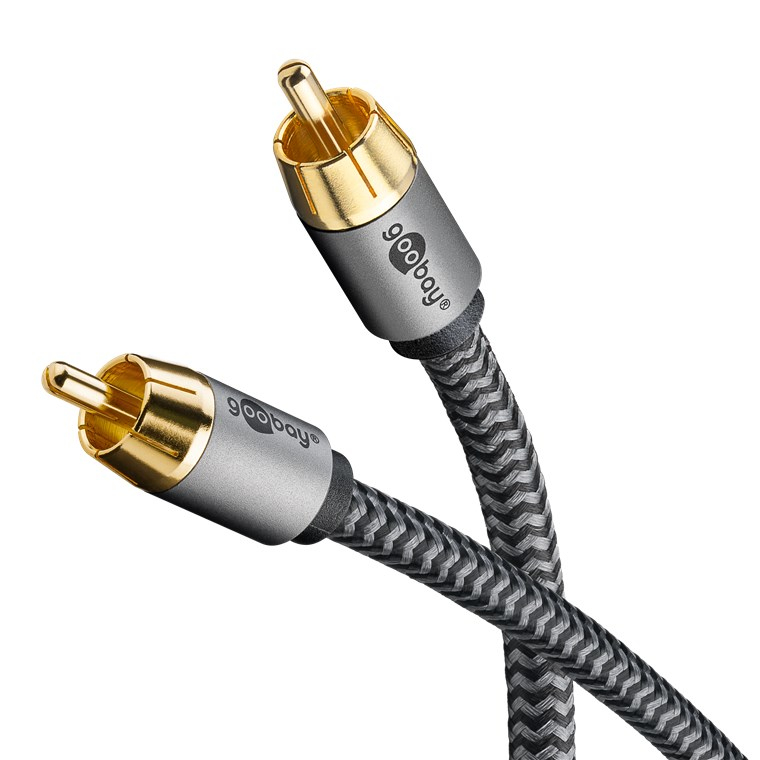 Goobay Mono-Cinchkabel 2 m Sharkskin Grey - Cinch-Stecker Woofer Center>, Ansicht 2