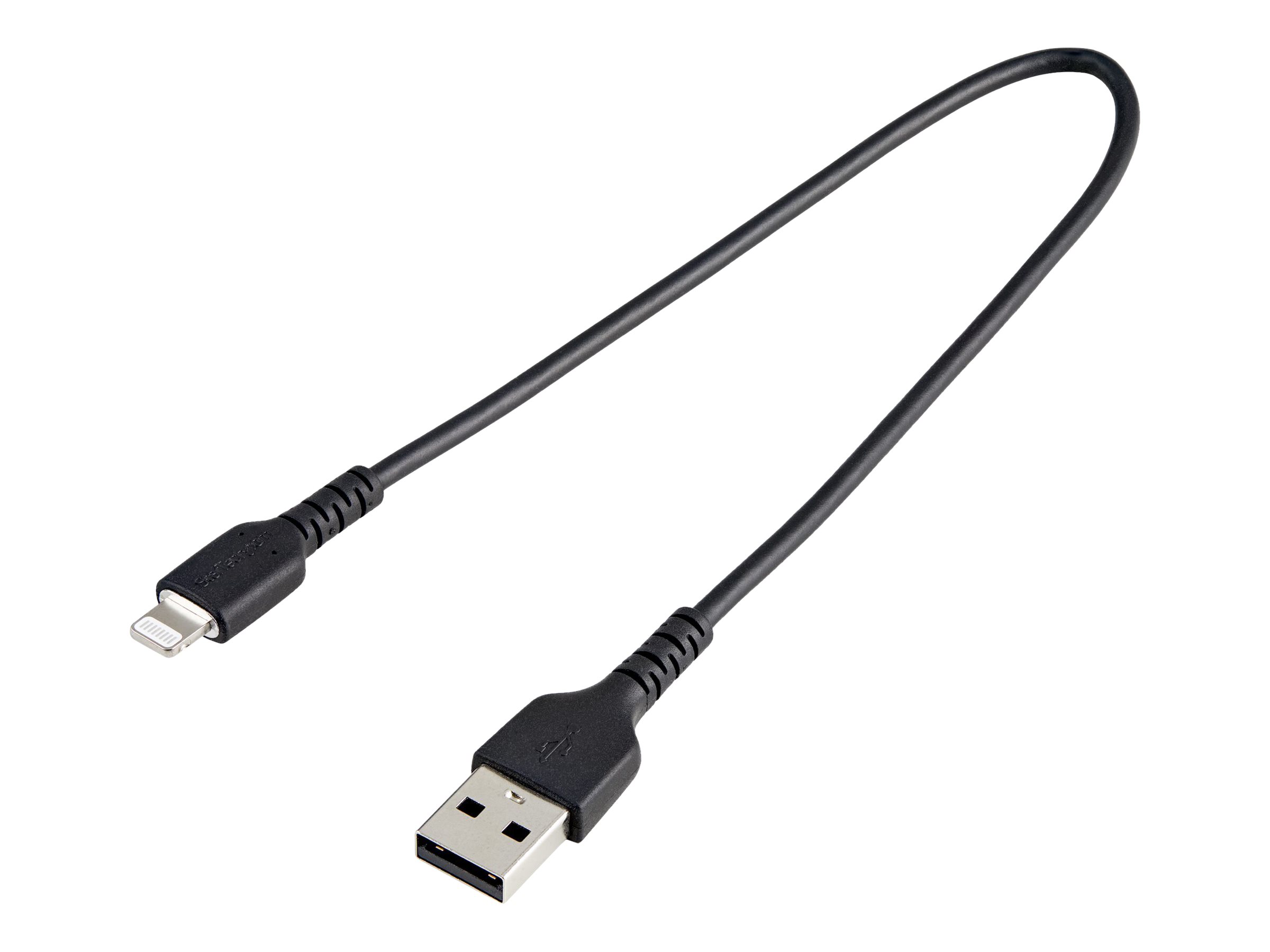 StarTech.com 30cm USB-A auf Lightning-Kabel - Hochbelastbare, robuste Aramidfaser - Lade-/Synchronisationskabel - Apple MFi-zertifiziert iPad/iPhone 12 - Schwarz (RUSBLTMM30CMB) - Lightning-Kabel