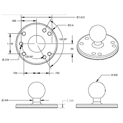 Ram Mounts RAM RAM-B-202U - Kugelverbindung - Schwarz - für P/N: RAM-B-103U, Ansicht 3