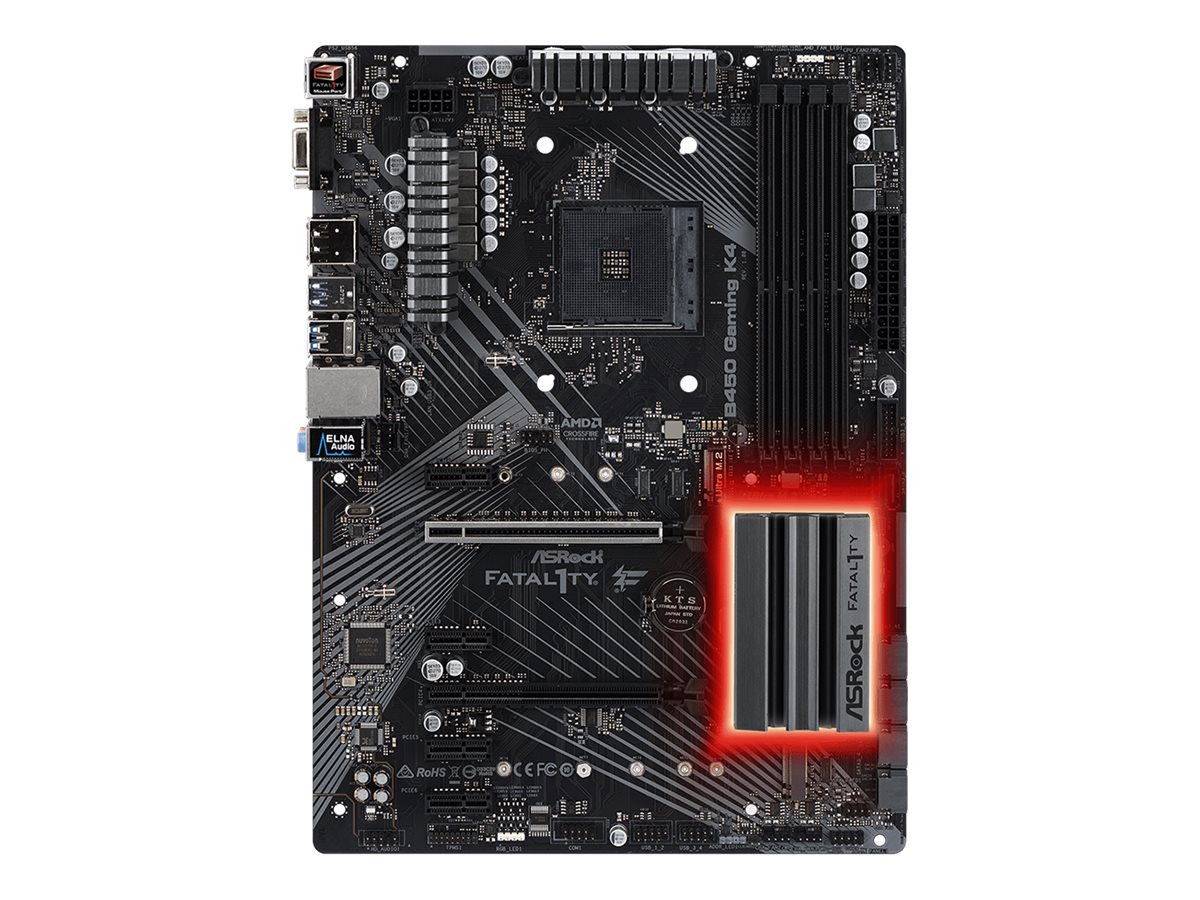 ASRock Fatal1ty B450 Gaming K4 - Motherboard - ATX - Socket AM4 - AMD B450 - USB 3.1 Gen 1, USB-C Gen2, USB 3.1 Gen 2 - 