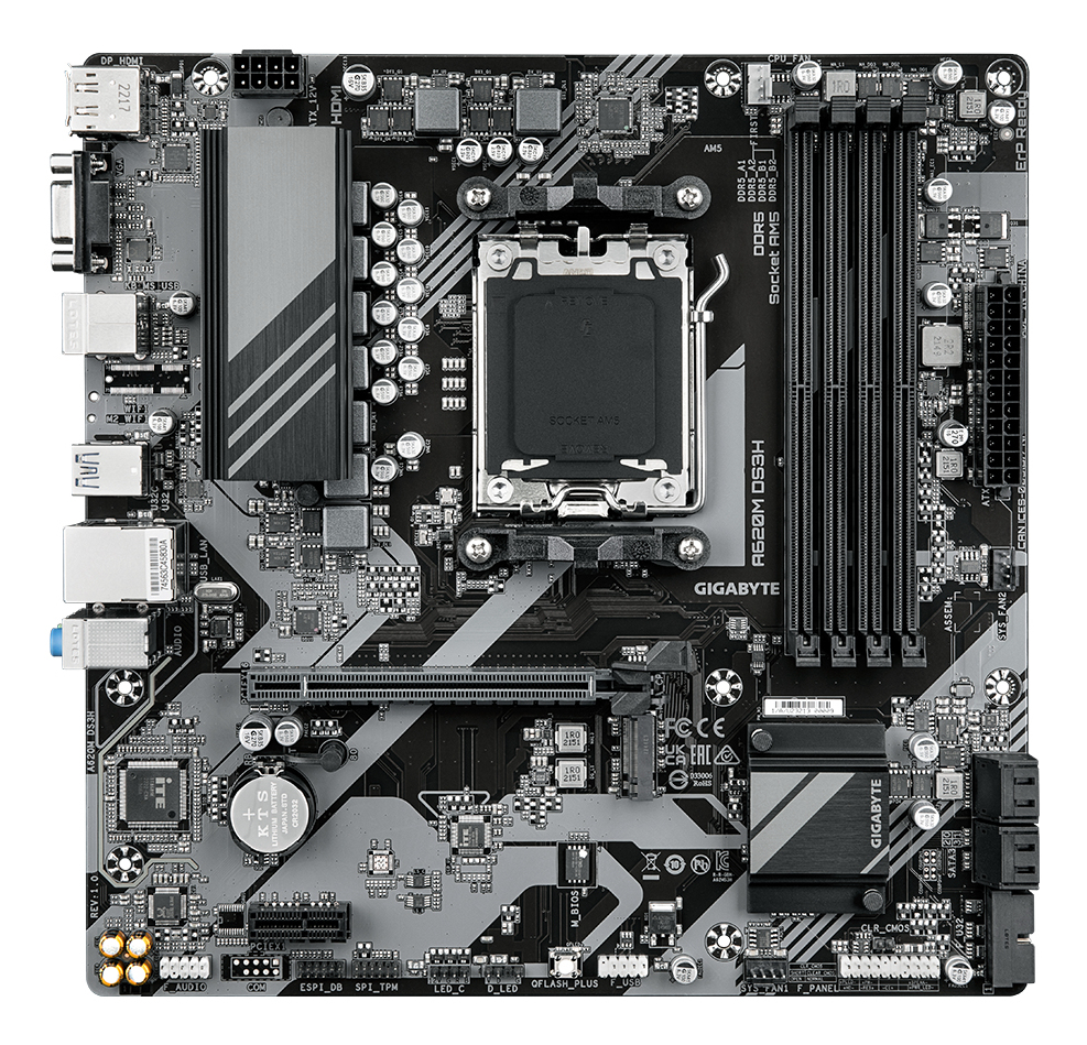 Gigabyte A620M DS3H - 1.0 - Motherboard - micro ATX - Socket AM5 - AMD A620 Chipsatz, Ansicht 3