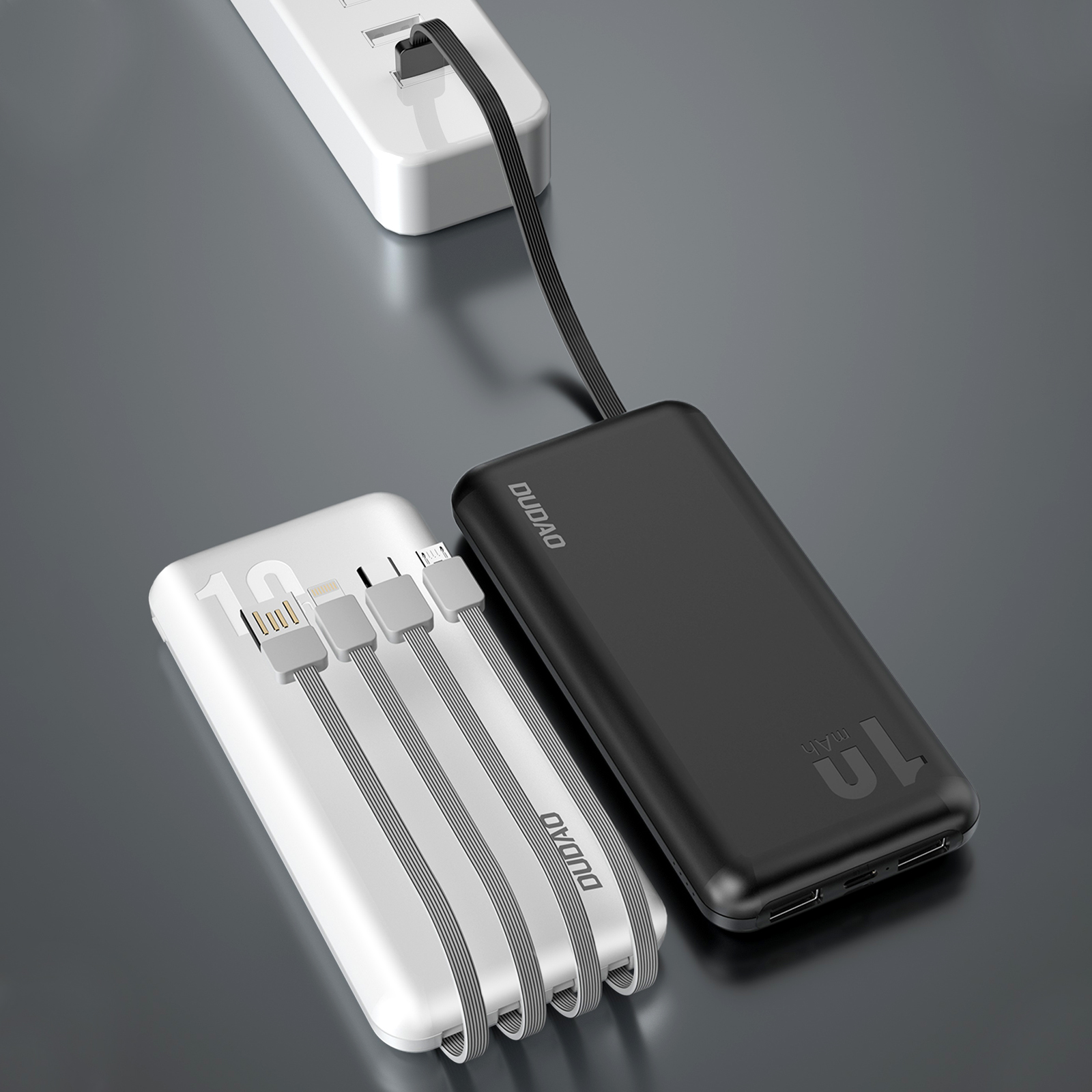 Dudao K6Pro Universal 10000mAh Power Bank with USB Cable Type C Lightning white, Ansicht 4