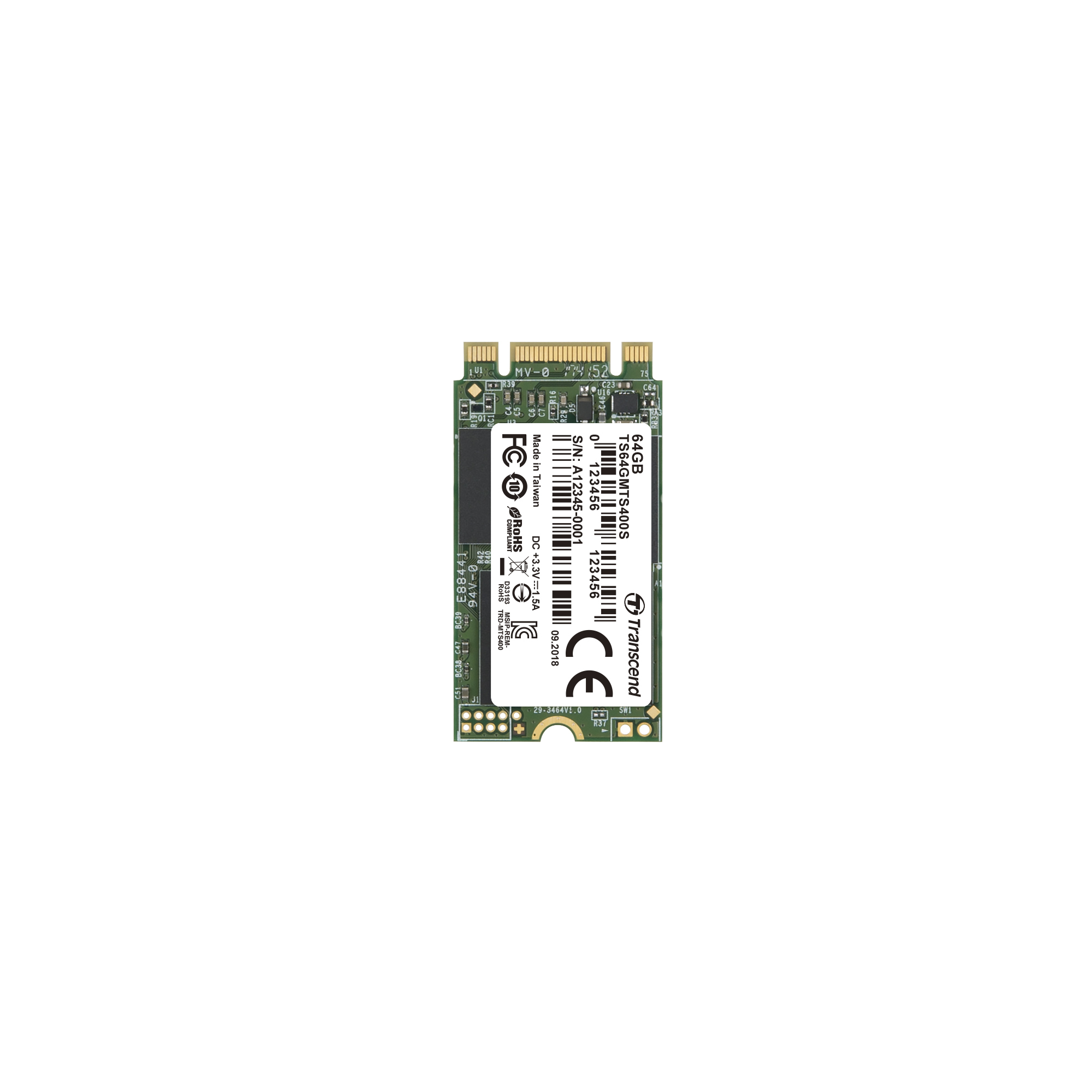 Transcend MTS400 - 64 GB SSD - intern - M.2 2242, Ansicht 2