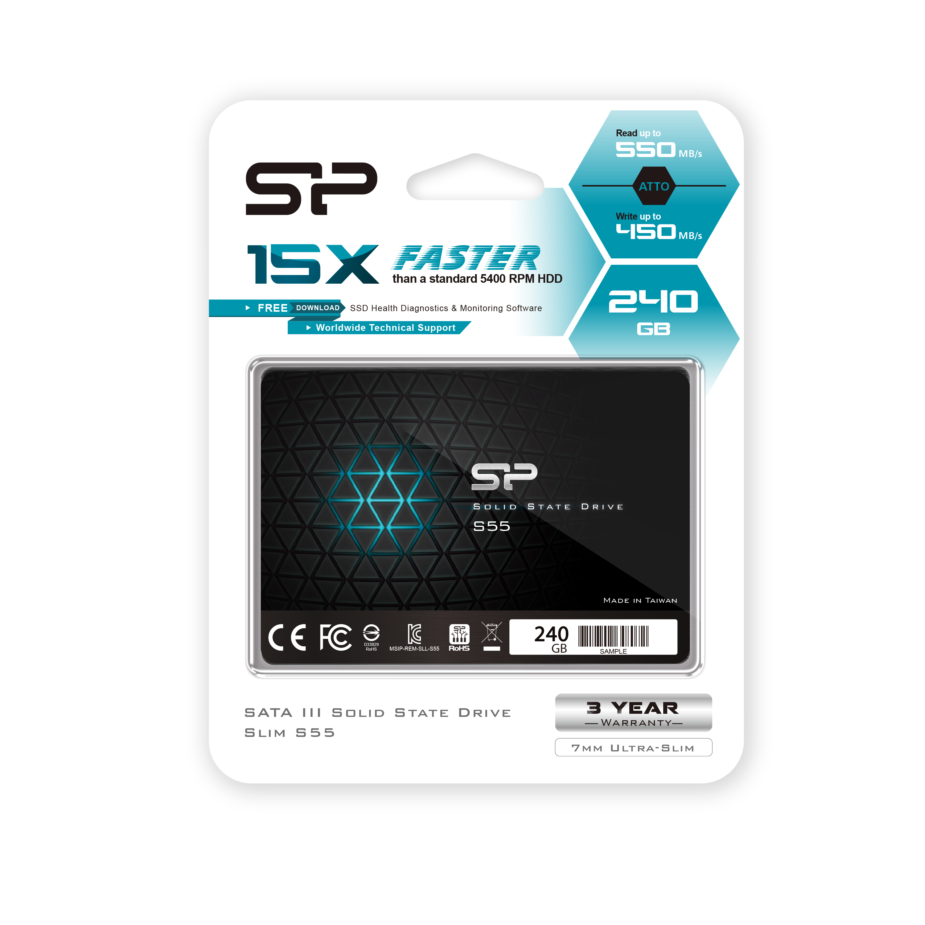 Silicon Power Slim S55 - 240 GB SSD - intern - 2,5 (6.4 cm), Ansicht 2