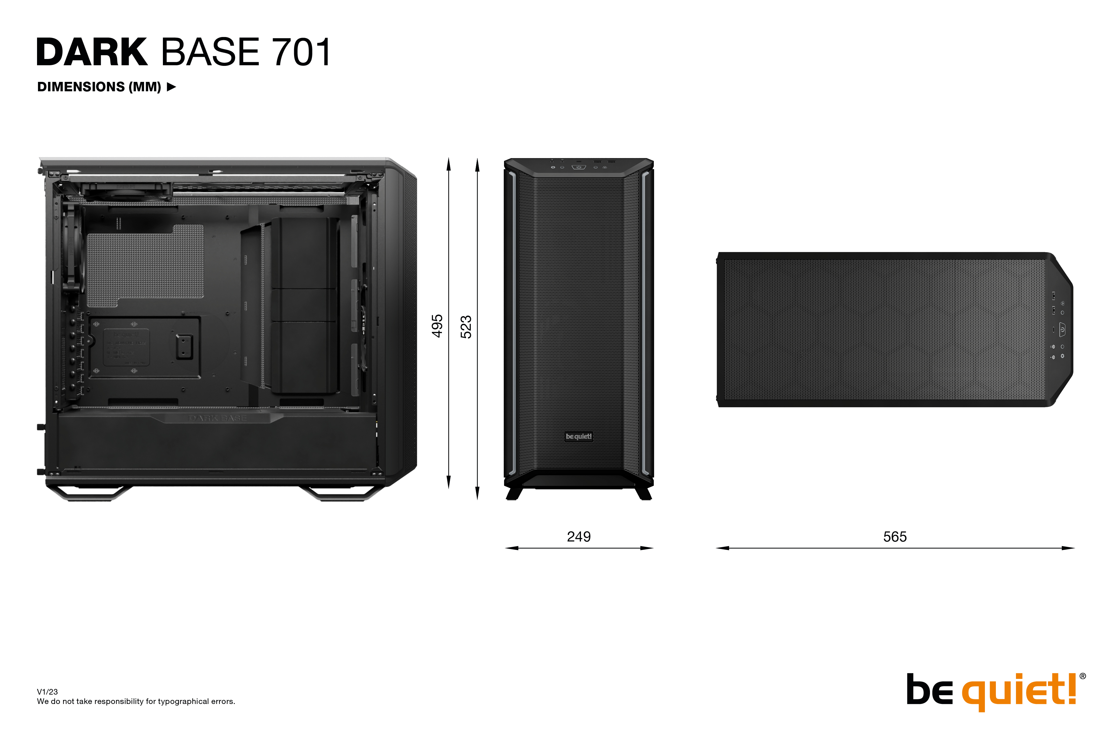 Be Quiet! Dark Base 701 - Midi-Tower - E-ATX - Seitenteil mit Fenster (gehärtetes Glas) - Schwarz, Ansicht 2