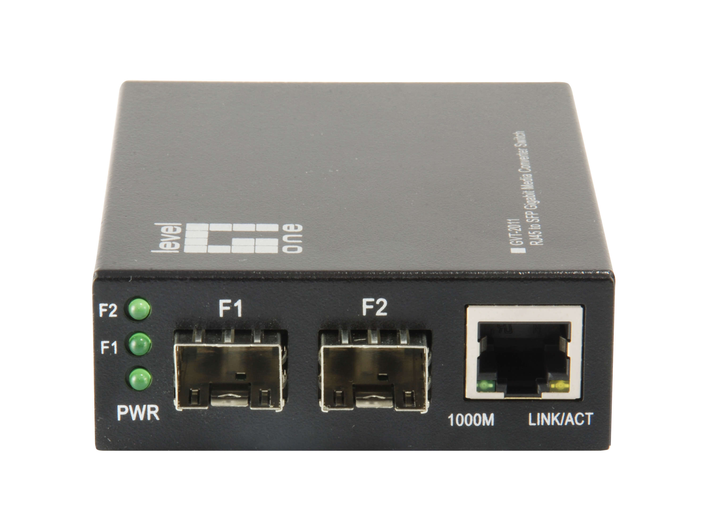 LevelOne GVT-2011 - Medienkonverter - 1GbE - 10Base-T, 100Base-TX, 1000Base-T, 1000Base-X - RJ-45 / SFP (mini-GBIC), Ansicht 2