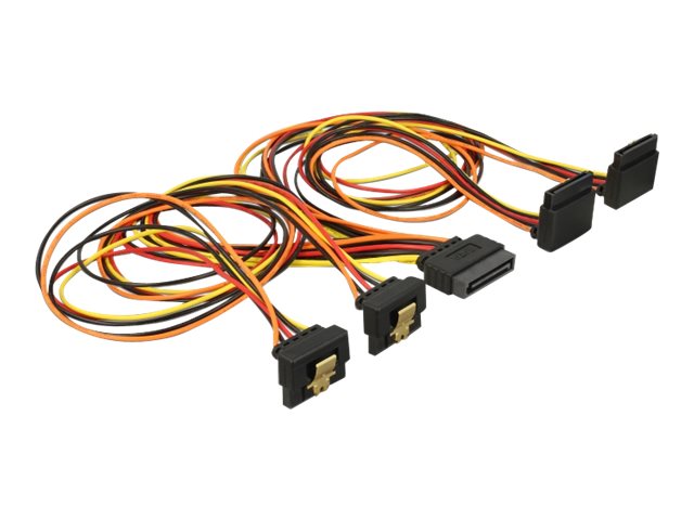 Delock Kabel SATA 15 Pin Strom Stecker mit Einrastfunktion > SATA 15 Pin Strom Buchse 2 x unten / 2 x oben 50 cm