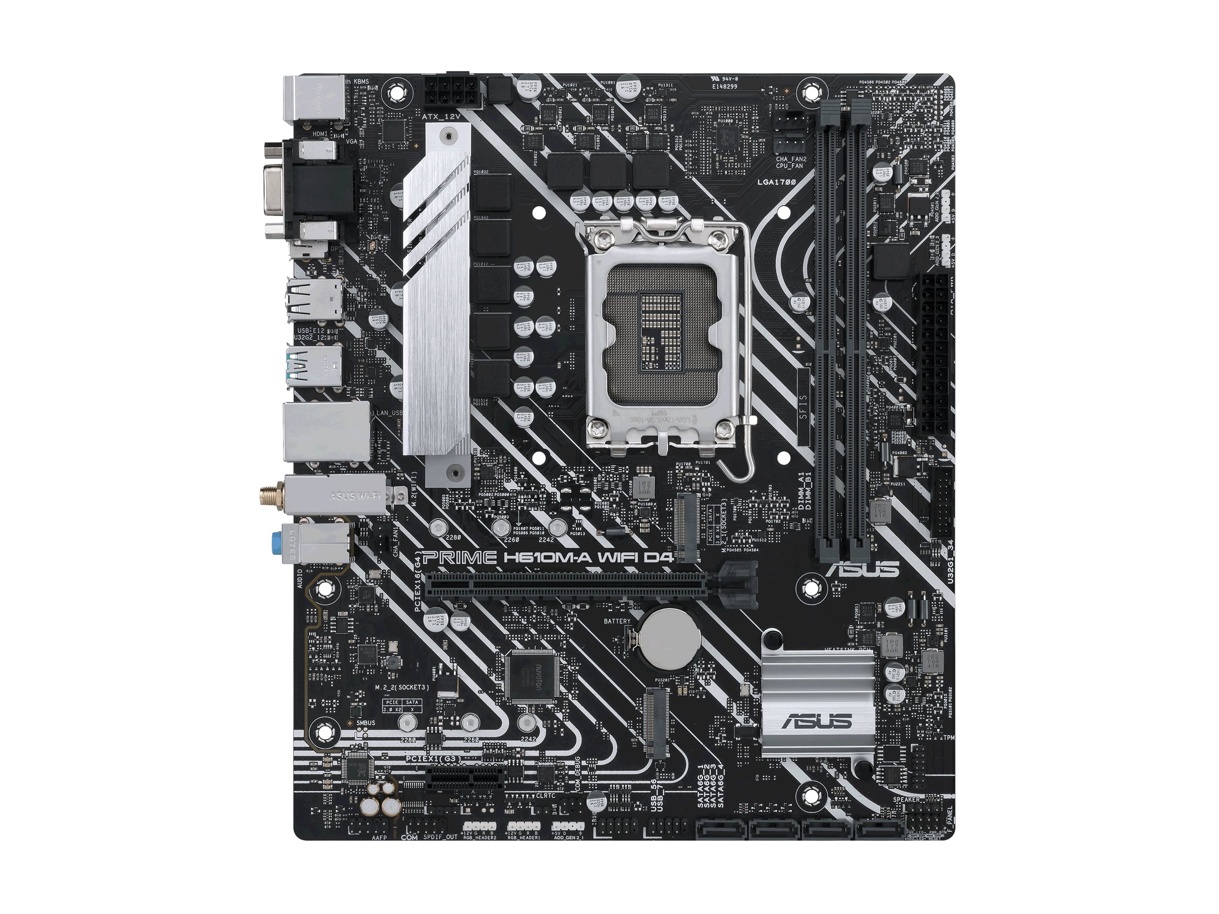 ASUS PRIME H610M-A WIFI D4 - Motherboard - micro ATX - LGA1700 Sockel - H610 Chipsatz - USB 3.2 Gen 2, USB 3.2 Gen 1 - Gigabit LAN, Wi-Fi, Bluetooth - Onboard-Grafik (CPU erforderlich)
